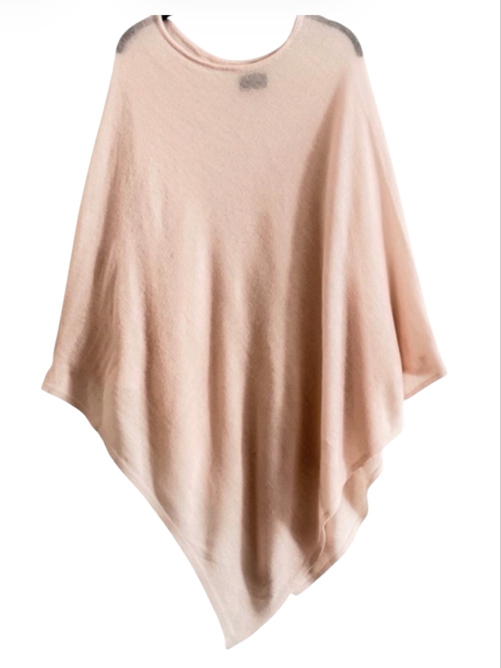 Soft Pink Asymmetric Knit Poncho Boat Neck Travel Wrap Sweater One Size